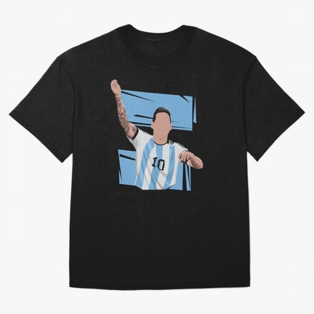 Messi Singing with Crowd World Cup 2022 Oversized T-Shirt Step into Global Football Passion for FIFA World Cup 2026, Driven by Messi, Neymar and Mbappe, Brazil, Portugal and Argentina, Stadium Chants, National Pride, Trophy Dreams and Unforgettable