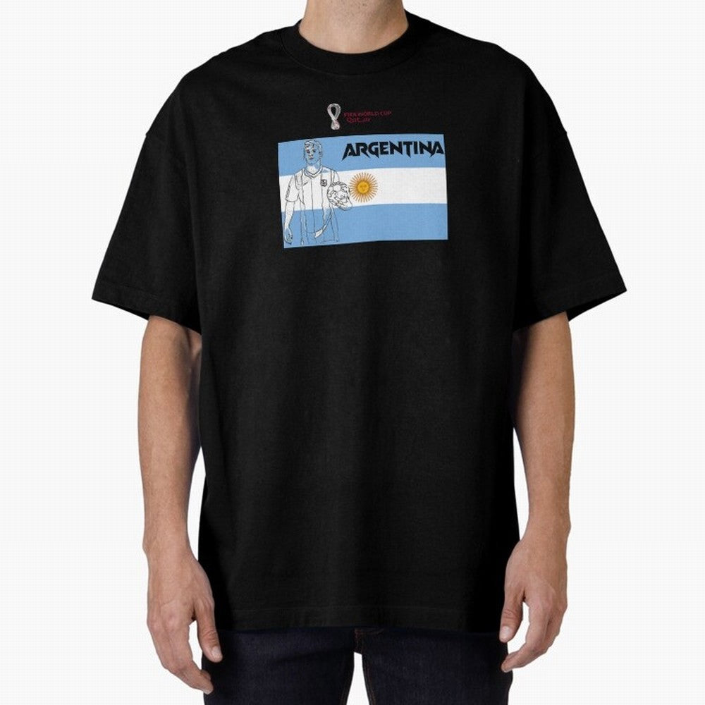 Argentina - FIFA World Cup - Qatar 2022 Oversized T-Shirt Represent the FIFA World Cup 2026 Group Stage Journey through Messi, Neymar and Mbappe Highlights, Spain and Netherlands Pride, Worldwide Fan Energy, Dramatic Goals, Stadium Lights and