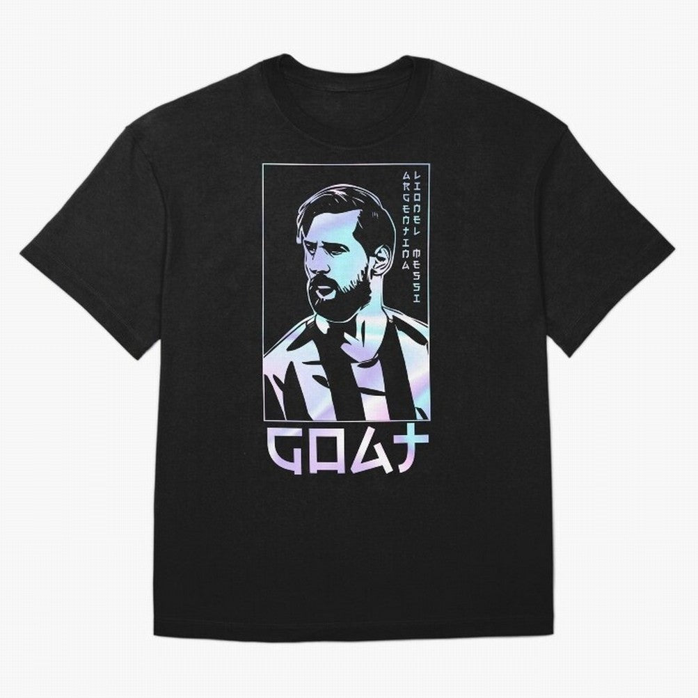 Lionel Messi Holographic Style Portrait art illustration Classic T-Shirt Fuel Your Fan Pride for FIFA World Cup 2026 Group Stage for Fans of Messi and Cristiano Ronaldo and England and Germany, Bringing Stadium Chants, National Pride, Trophy Dreams