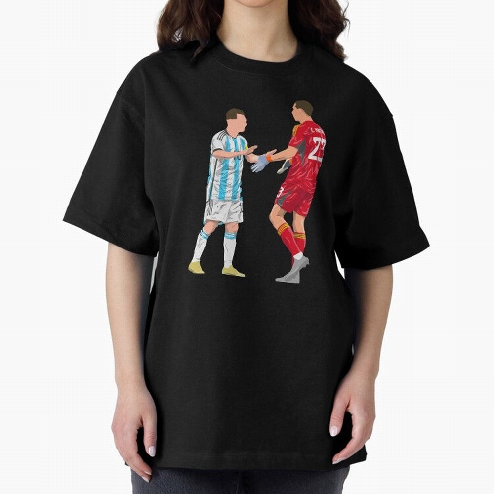 Messi and Martinez Celebrates World Cup 2022 Oversized T-Shirt Honor the Football Icons of FIFA World Cup 2026 USA Canada Mexico Driven by Mbappe and Neymar, Netherlands Energy, Soccer Culture, Superstar Moments, National Team Dreams and