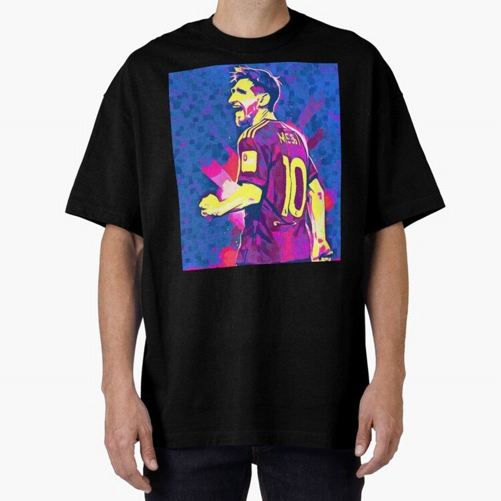 Lionel Messi art Oversized T-Shirt Spotlight Match Day Hype around FIFA World Cup 2026 Group Stage, CR7 and Messi, Portugal, Spain and Germany, Goal Celebration Energy, Supporter Heritage, Football Icons and Worldwide Tournament Joy; Perfect for