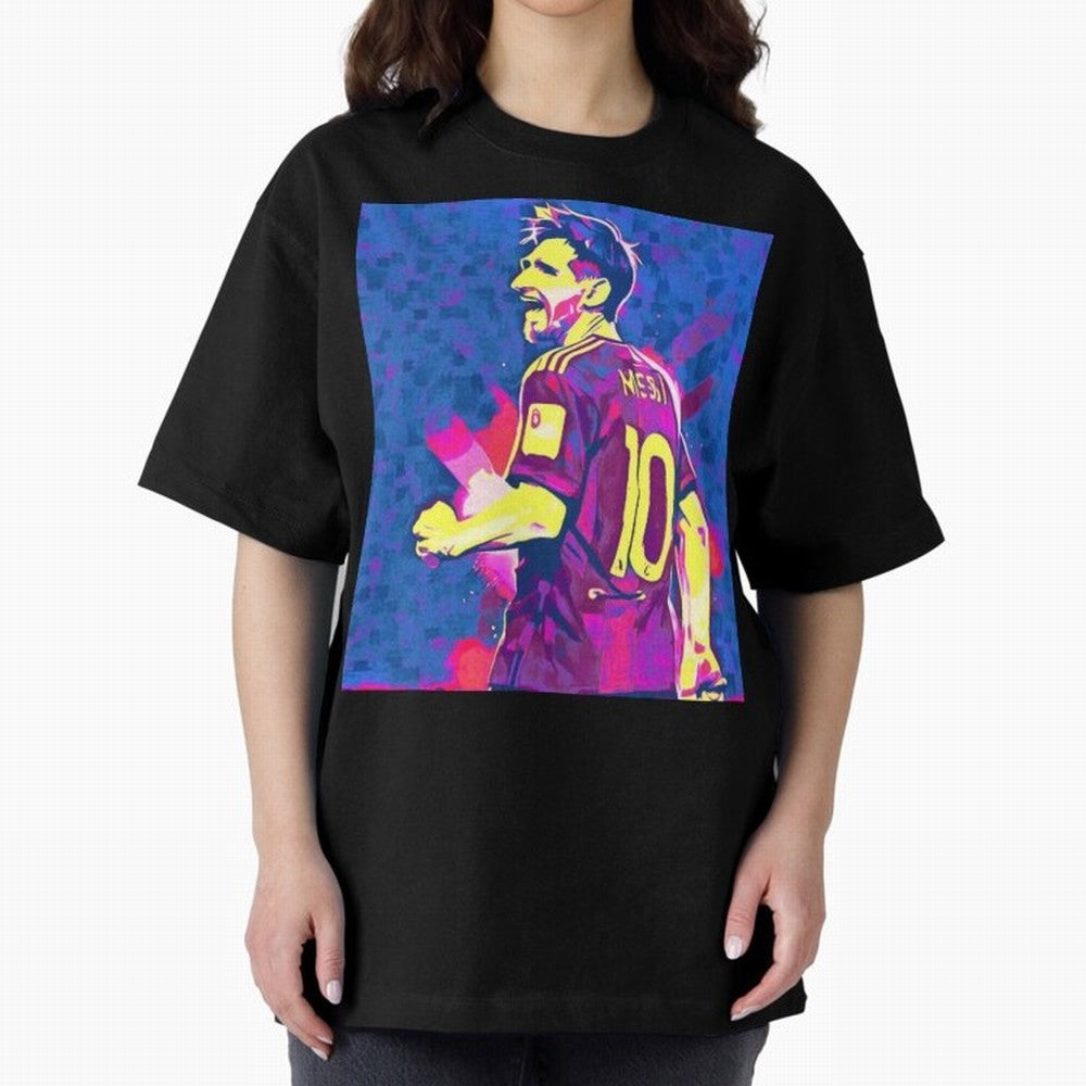 Lionel Messi art Oversized T-Shirt Spotlight Match Day Hype around FIFA World Cup 2026 Group Stage, CR7 and Messi, Portugal, Spain and Germany, Goal Celebration Energy, Supporter Heritage, Football Icons and Worldwide Tournament Joy; Perfect for