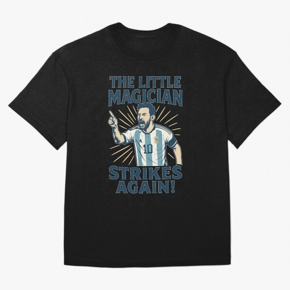 Messi - The Magician Oversized T-Shirt Create Global Football Passion for FIFA World Cup 2026 USA Canada Mexico, Highlighting Cristiano Ronaldo, France and Portugal, Retro Football Energy, Iconic Rivalries, Trophy Chase Drama and Stadium