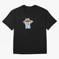 Lionel Messi Argentina Celebration Sticker Oversized T-Shirt Treasure Global Football Passion for FIFA World Cup 2026, Highlighting Mbappe and Neymar, Brazil, Champion Mindset, Group Stage Buzz, Knockout Tension and Passionate Fan Culture; Built