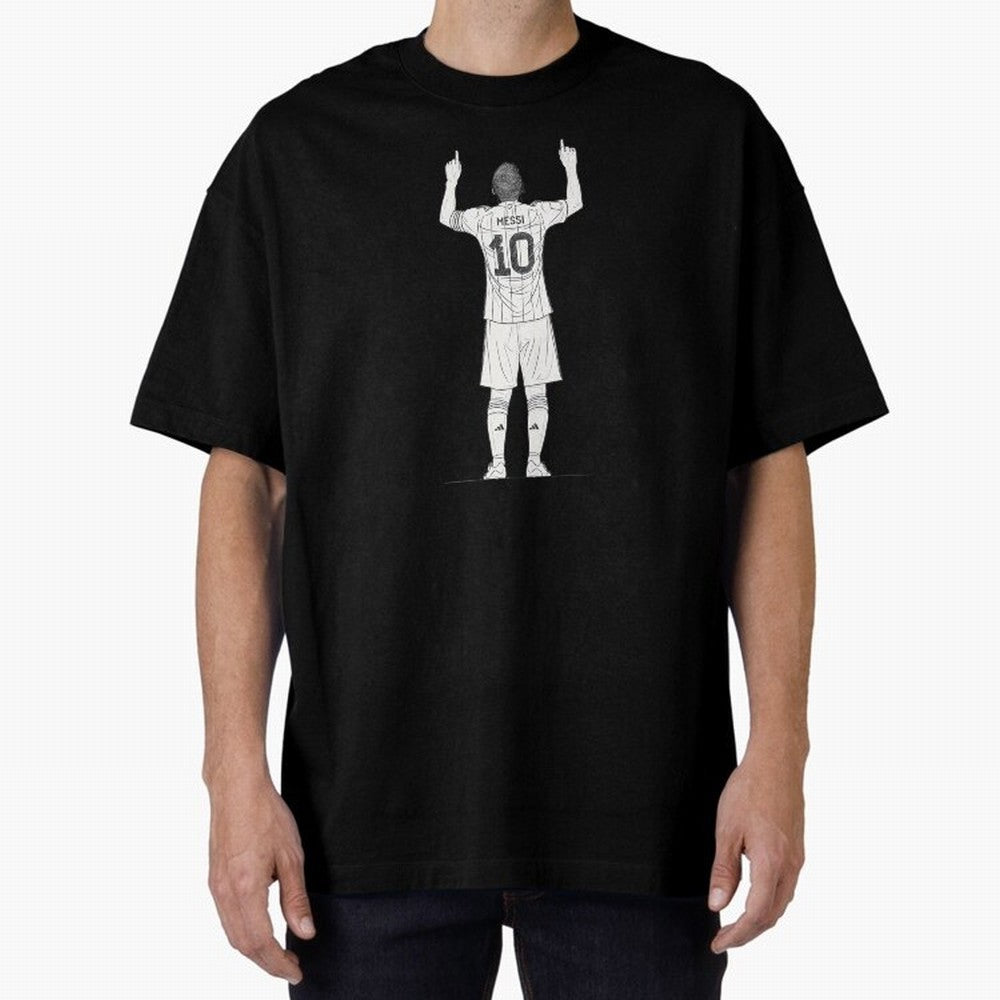 Lionel Messi minimalist sketch Oversized T-Shirt Support the Legends of Match Day Hype around FIFA World Cup 2026, Mbappe, England, Tournament Hype, Historic Matchups, Family Viewing Parties and Global Sports Pride; Built for Supporters Chasing