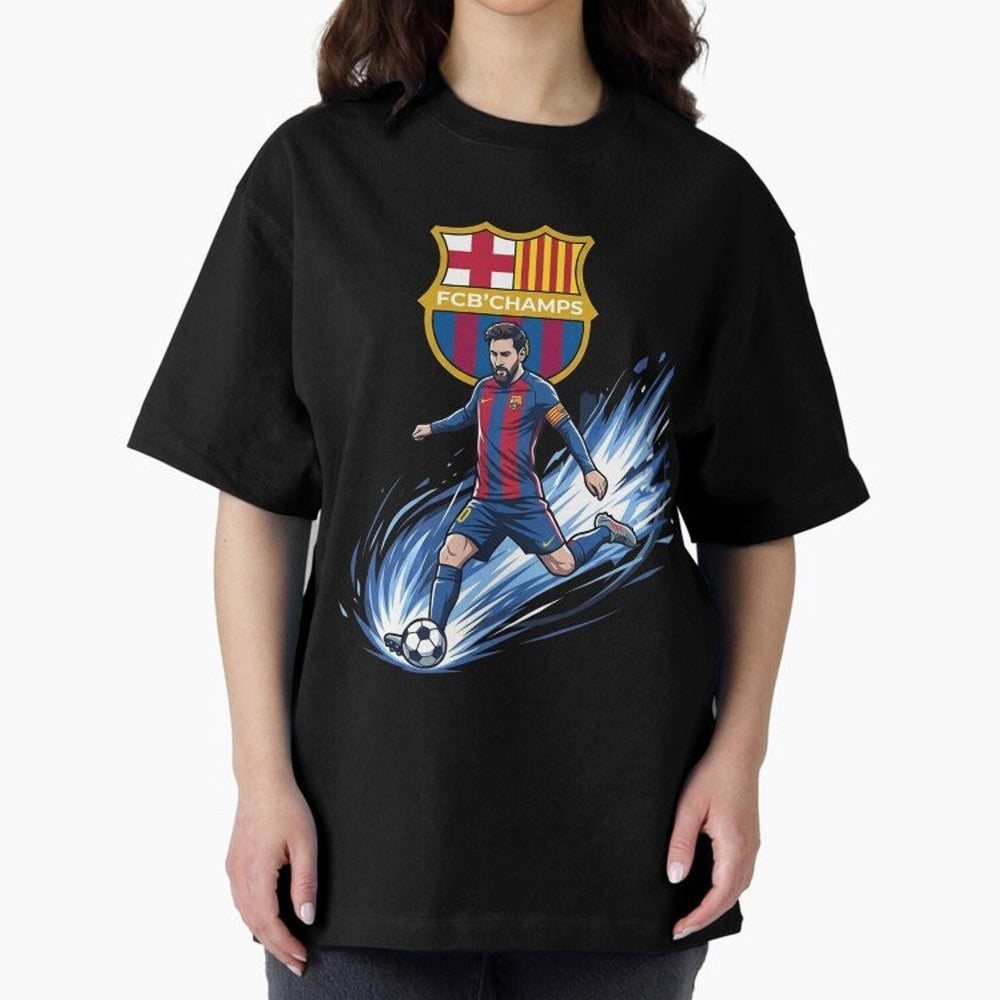 FC Barcelona Champs - The Goat Edition Oversized T-Shirt Show Passion for the Stars of FIFA World Cup 2026 Group Stage for Fans of Neymar and France, Bringing Champion Mindset, Group Stage Buzz, Knockout Tension and Passionate Fan Culture; Perfect