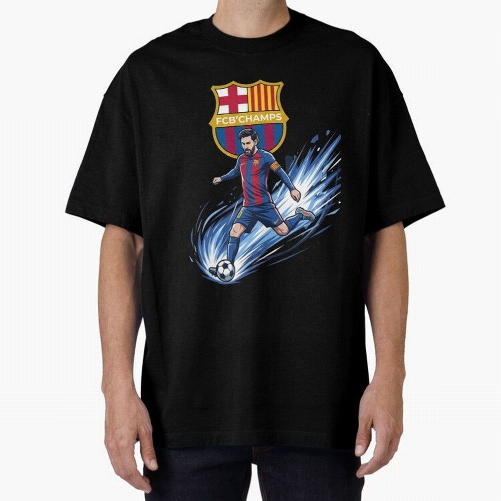 FC Barcelona Champs - The Goat Edition Oversized T-Shirt Show Passion for the Stars of FIFA World Cup 2026 Group Stage for Fans of Neymar and France, Bringing Champion Mindset, Group Stage Buzz, Knockout Tension and Passionate Fan Culture; Perfect