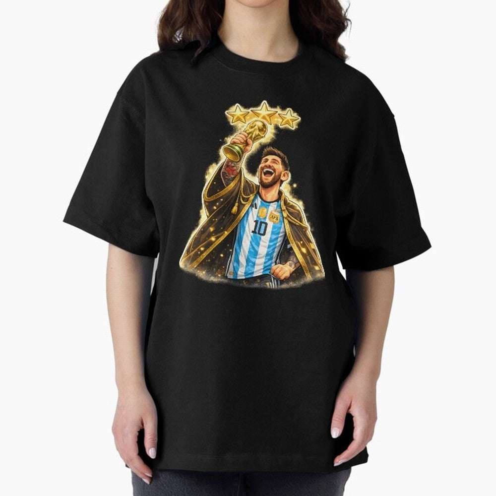 Messi King of Football World Champion ¨C Argentina 3 Stars Trophy Celebration Classic T-Shirt Cheer for FIFA World Cup 2026 Group Stage Highlighting Messi, CR7 and Mbappe, Argentina Energy, Supporter Pride, Iconic Celebrations, Legendary Names and