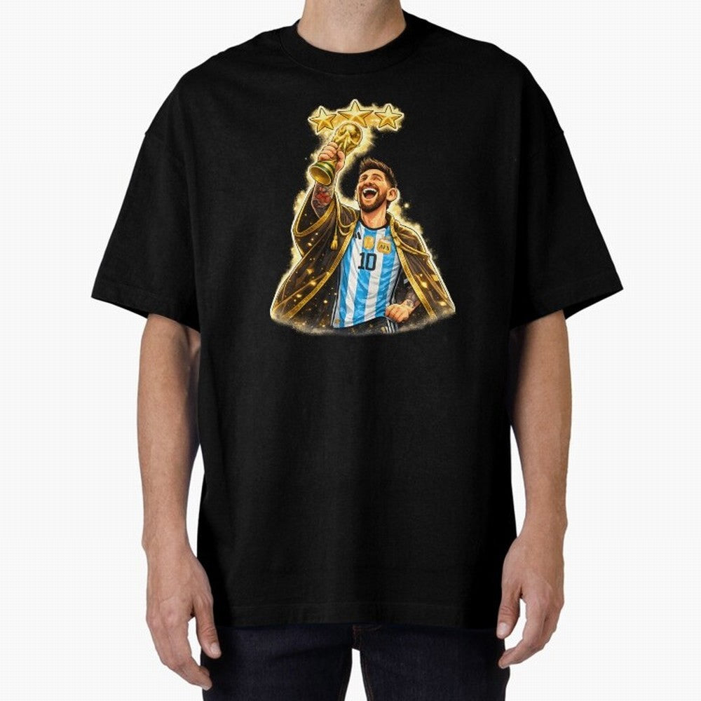 Messi King of Football World Champion ¨C Argentina 3 Stars Trophy Celebration Classic T-Shirt Cheer for FIFA World Cup 2026 Group Stage Highlighting Messi, CR7 and Mbappe, Argentina Energy, Supporter Pride, Iconic Celebrations, Legendary Names and