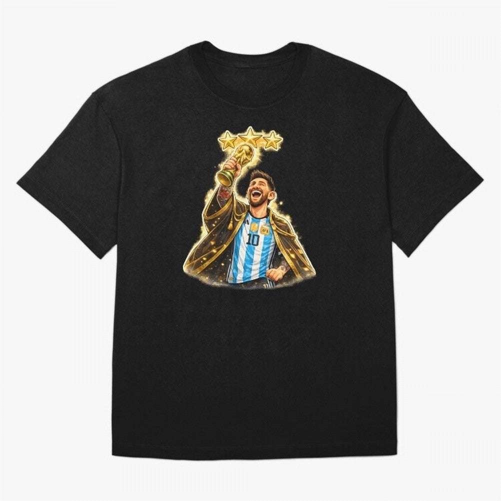Messi King of Football World Champion ¨C Argentina 3 Stars Trophy Celebration Classic T-Shirt Cheer for FIFA World Cup 2026 Group Stage Highlighting Messi, CR7 and Mbappe, Argentina Energy, Supporter Pride, Iconic Celebrations, Legendary Names and