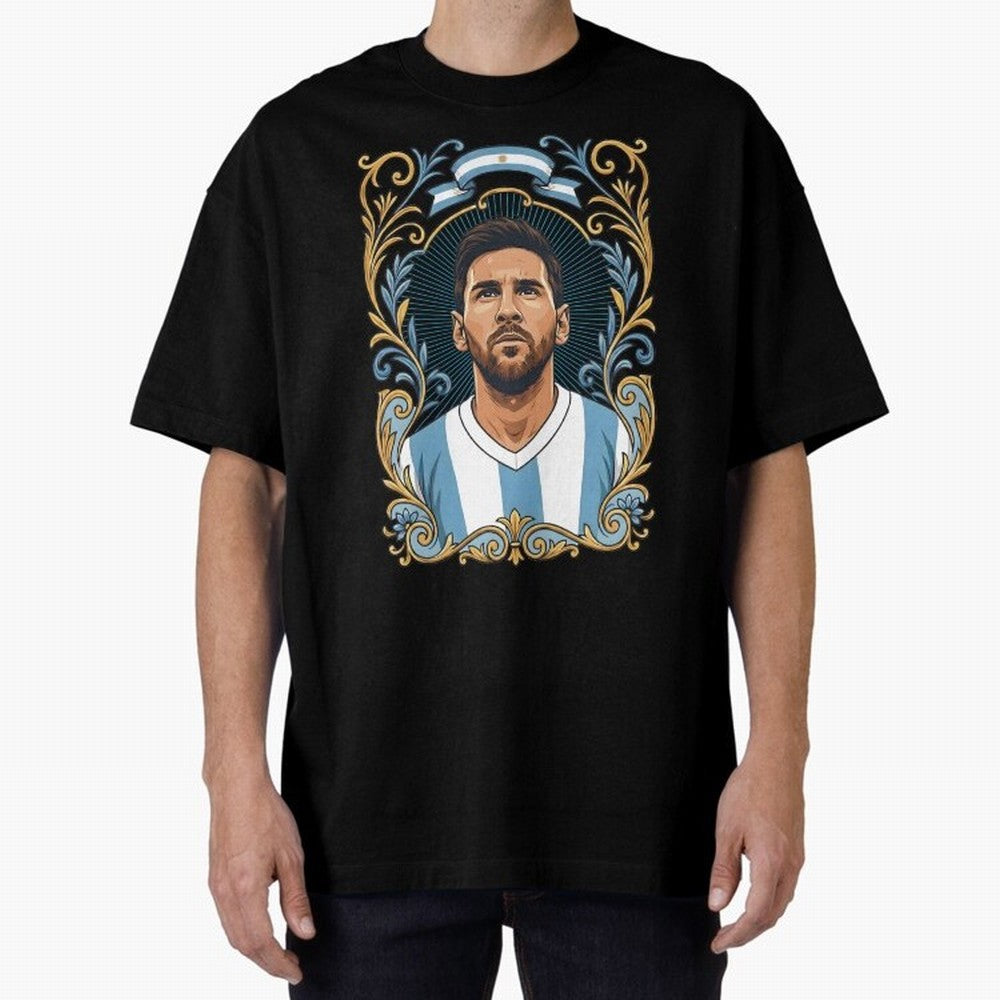 Lionel Messi Argentina Football Legend - Ornate Portrait Classic T-Shirt Build FIFA World Cup 2026 USA Canada Mexico for Fans of Haaland and Mbappe and England, France and Netherlands, Bringing Football History, Final Match Energy, Crowd Noise and