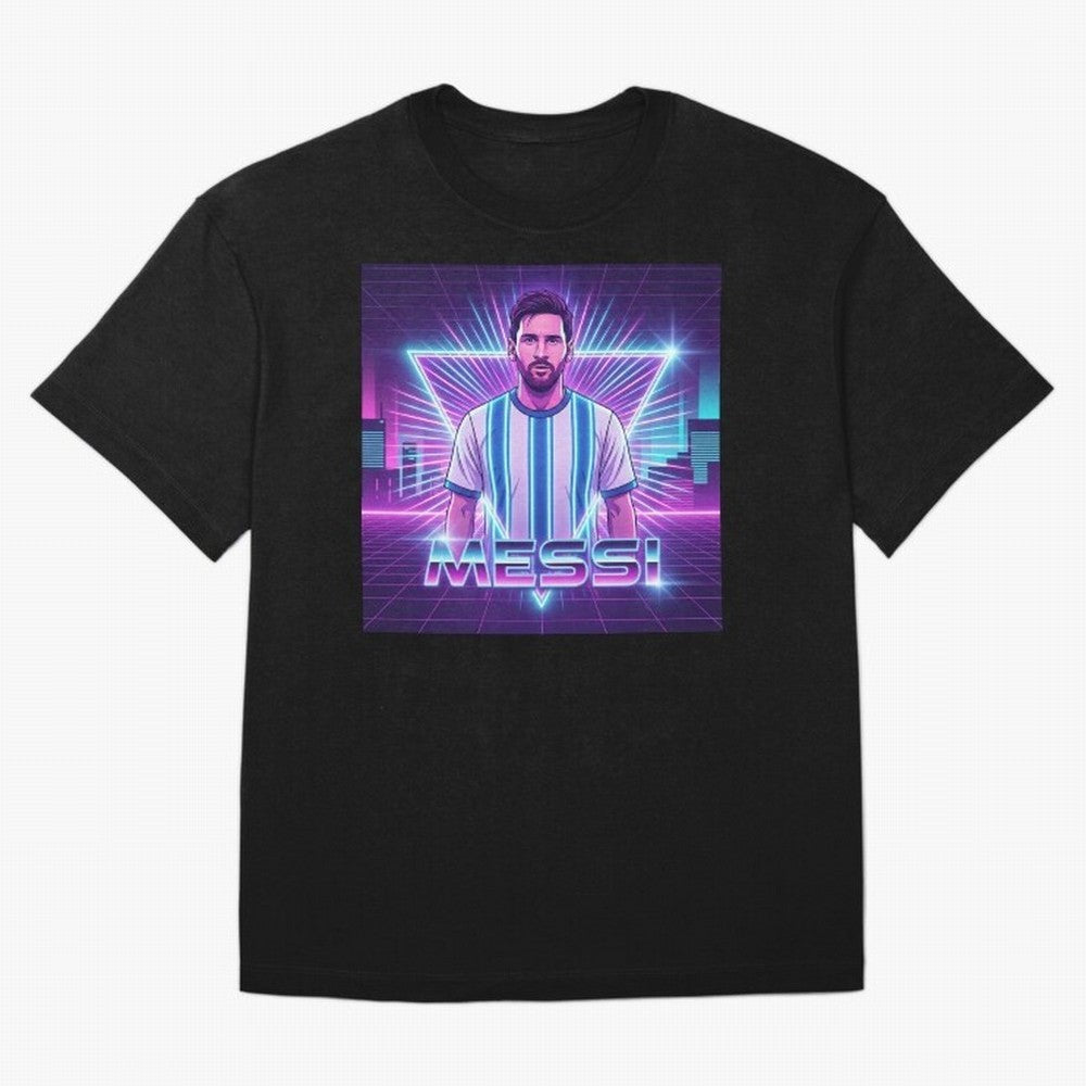 ?Argentina Football Legend Messi Cyberpunk Retro Futurist Design (Version 5) Classic T-Shirt Treasure Global Football Passion for FIFA World Cup 2026 USA Canada Mexico, Built around Messi, Portugal, Spain and Germany, Football Passion, Legendary