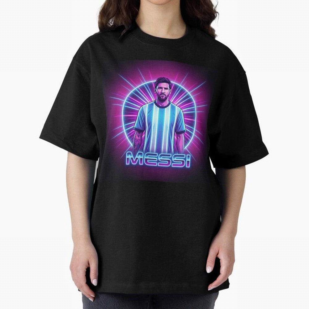 ?Argentina Football Legend Messi Cyberpunk Retro Futurist Design (Version 4) Classic T-Shirt Follow the Final Road of the FIFA World Cup 2026 USA Canada Mexico Journey through Messi, Neymar and Mbappe Highlights, Portugal Pride, Football History,