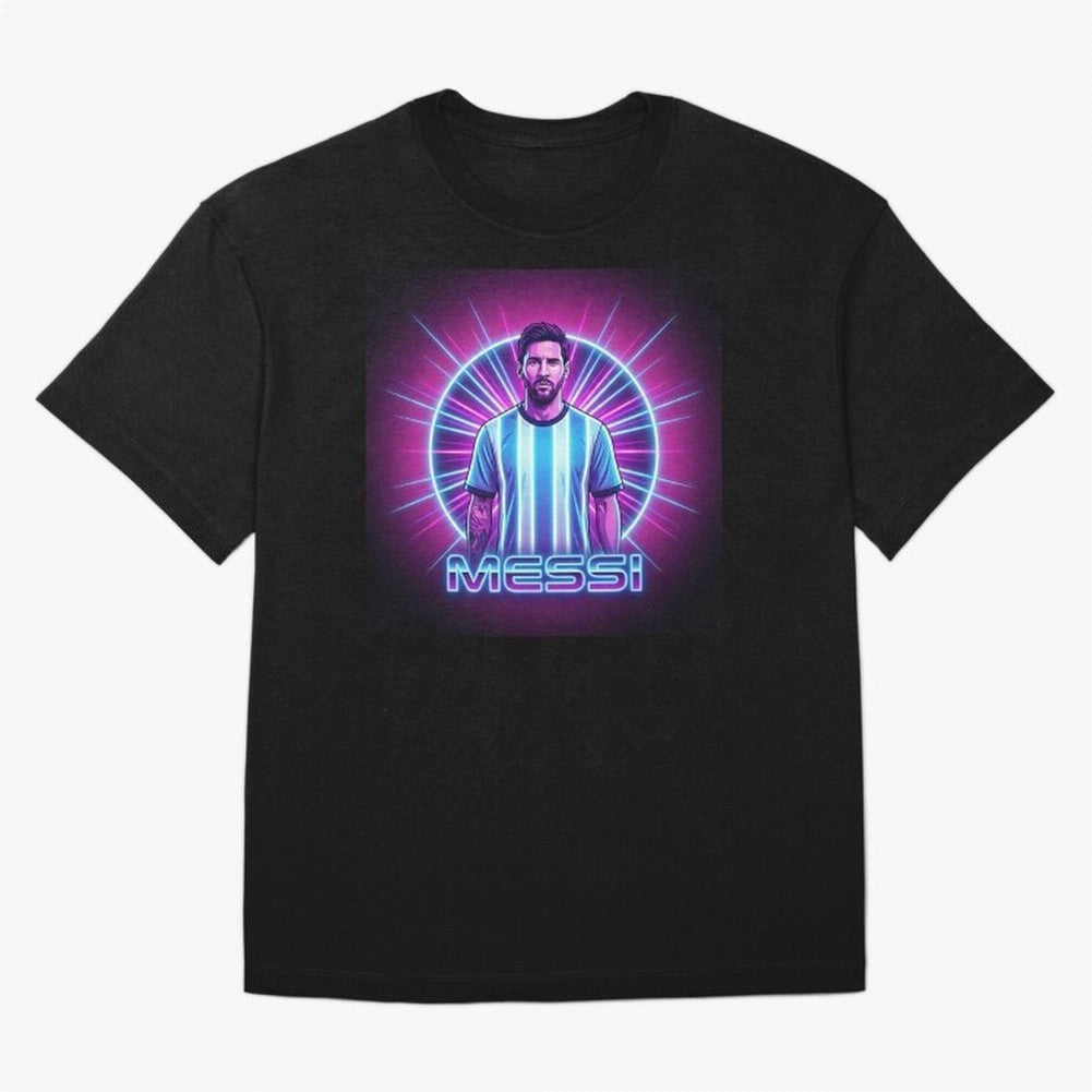 ?Argentina Football Legend Messi Cyberpunk Retro Futurist Design (Version 4) Classic T-Shirt Follow the Final Road of the FIFA World Cup 2026 USA Canada Mexico Journey through Messi, Neymar and Mbappe Highlights, Portugal Pride, Football History,