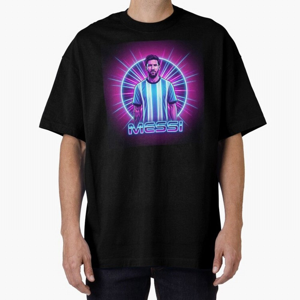 ?Argentina Football Legend Messi Cyberpunk Retro Futurist Design (Version 4) Classic T-Shirt Follow the Final Road of the FIFA World Cup 2026 USA Canada Mexico Journey through Messi, Neymar and Mbappe Highlights, Portugal Pride, Football History,