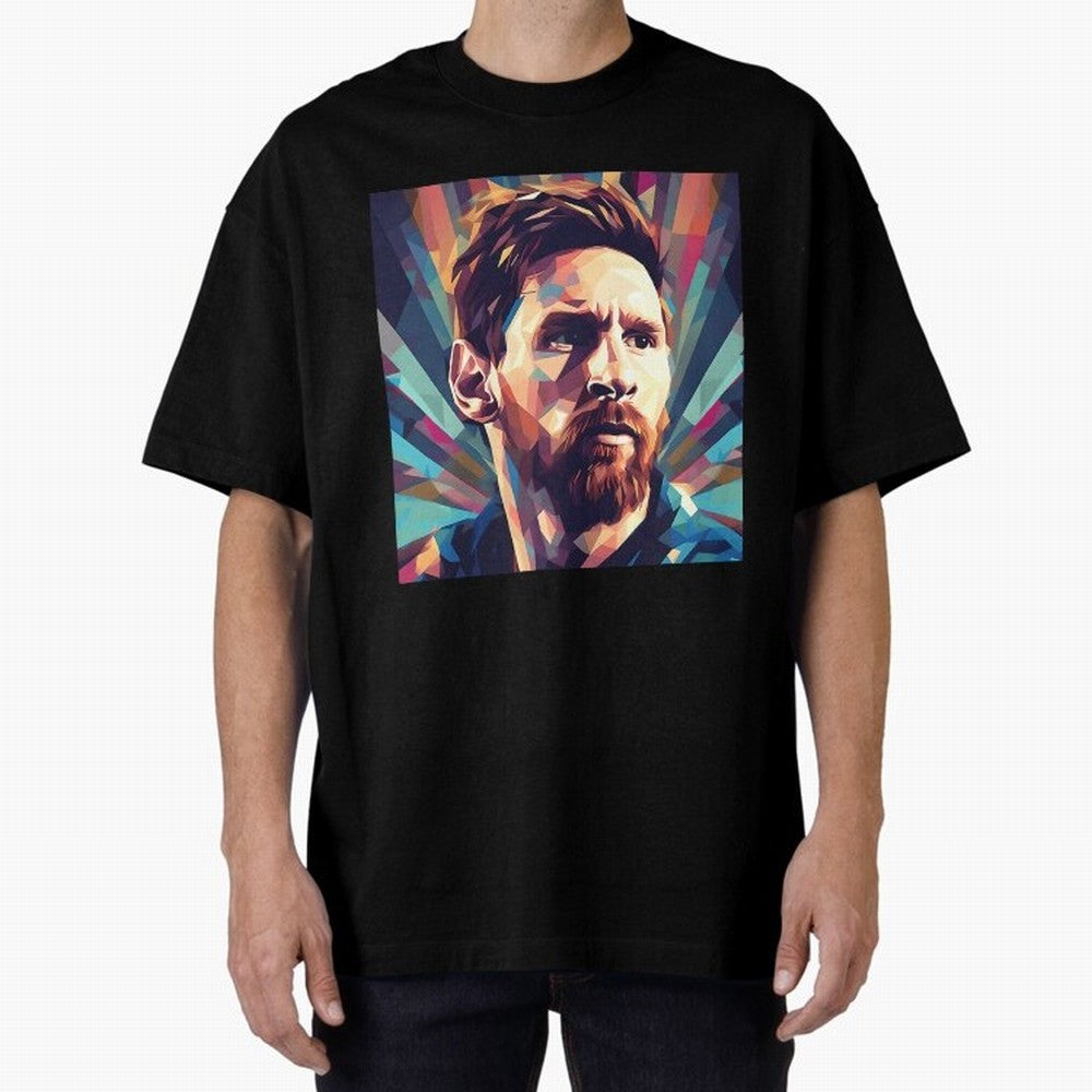 Lionel Messi Portrait Abstract Digital Art Football Player Classic T-Shirt Support Iconic Players in FIFA World Cup 2026 USA Canada Mexico for Fans of Messi, Neymar and Mbappe and Germany, Bringing Global Supporter Spirit, Legendary Goals, National