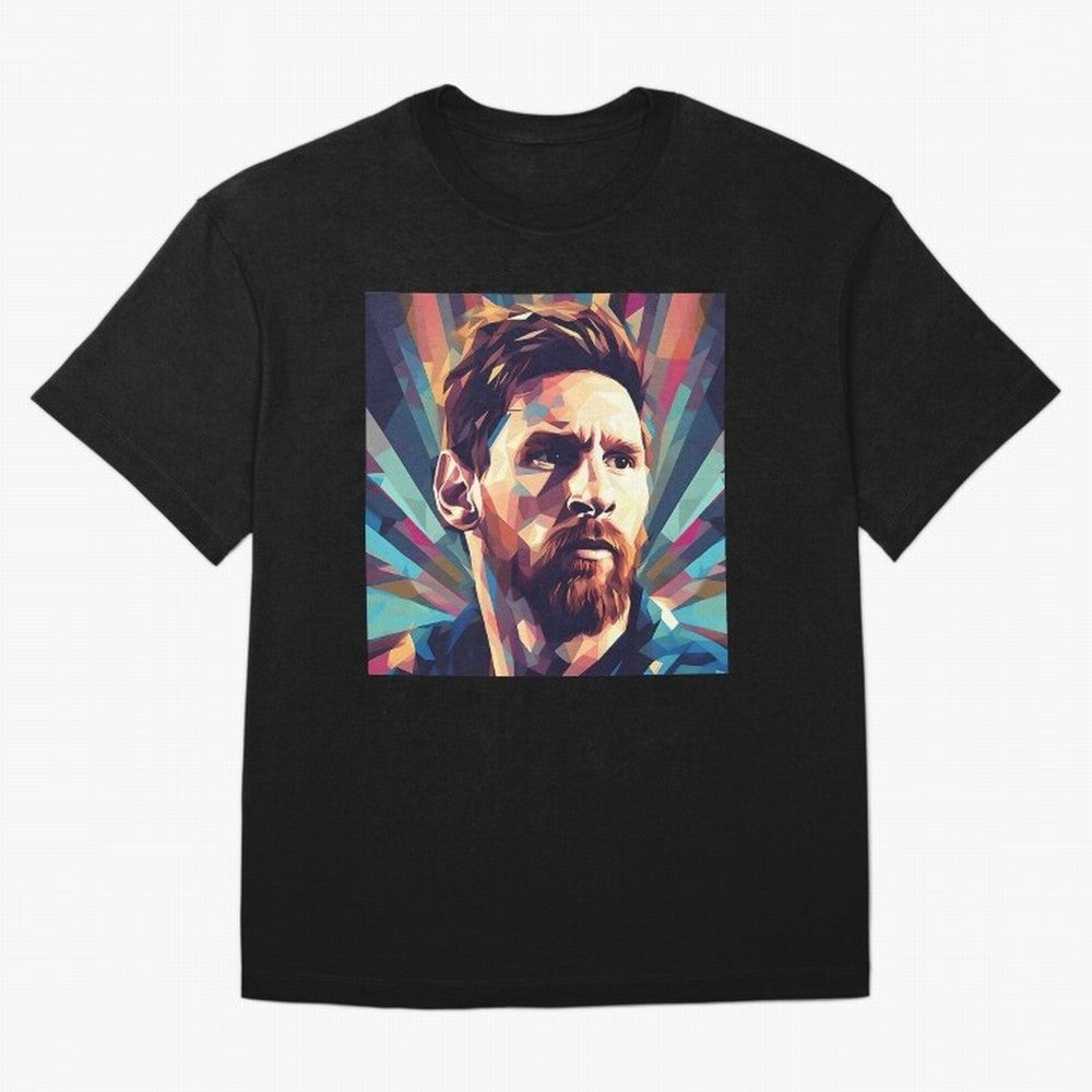 Lionel Messi Portrait Abstract Digital Art Football Player Classic T-Shirt Support Iconic Players in FIFA World Cup 2026 USA Canada Mexico for Fans of Messi, Neymar and Mbappe and Germany, Bringing Global Supporter Spirit, Legendary Goals, National