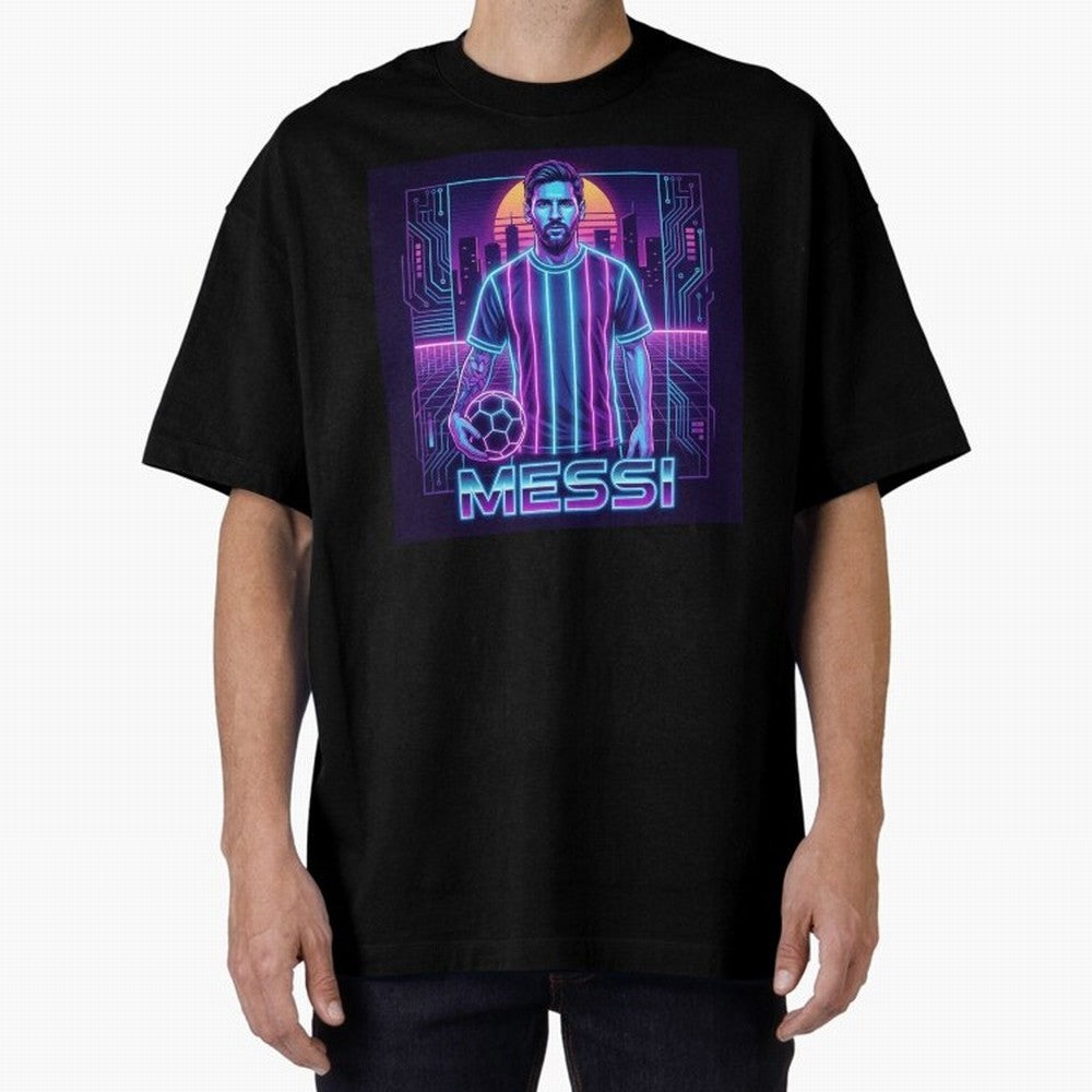 ?Argentina Football Legend Messi Cyberpunk Retro Futurist Design (Version 3) Classic T-Shirt Feel International Energy from Global Football Passion for FIFA World Cup 2026, Featuring Haaland and Mbappe, Portugal, Spain and Germany, Championship