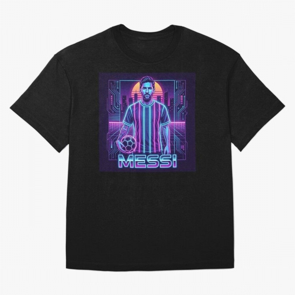 ?Argentina Football Legend Messi Cyberpunk Retro Futurist Design (Version 3) Classic T-Shirt Feel International Energy from Global Football Passion for FIFA World Cup 2026, Featuring Haaland and Mbappe, Portugal, Spain and Germany, Championship