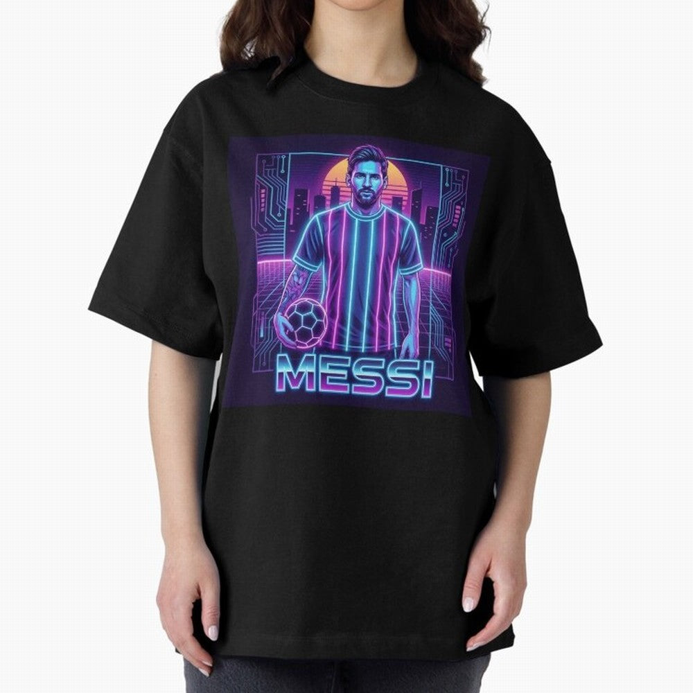 ?Argentina Football Legend Messi Cyberpunk Retro Futurist Design (Version 3) Classic T-Shirt Feel International Energy from Global Football Passion for FIFA World Cup 2026, Featuring Haaland and Mbappe, Portugal, Spain and Germany, Championship
