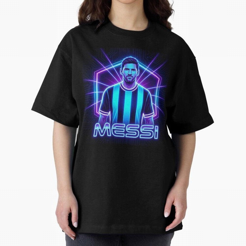 ?Argentina Football Legend Messi Cyberpunk Retro Futurist Design (Version 2) Classic T-Shirt Celebrate Football Dreams Across FIFA World Cup 2026 for Fans of Mbappe and Germany, Bringing Vintage Soccer Flavor, Modern Football Stars, National Flags