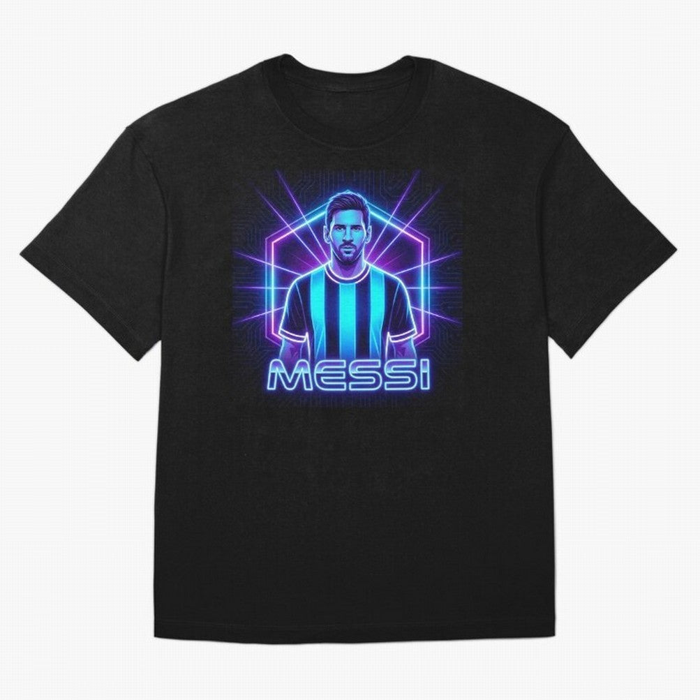 ?Argentina Football Legend Messi Cyberpunk Retro Futurist Design (Version 2) Classic T-Shirt Celebrate Football Dreams Across FIFA World Cup 2026 for Fans of Mbappe and Germany, Bringing Vintage Soccer Flavor, Modern Football Stars, National Flags