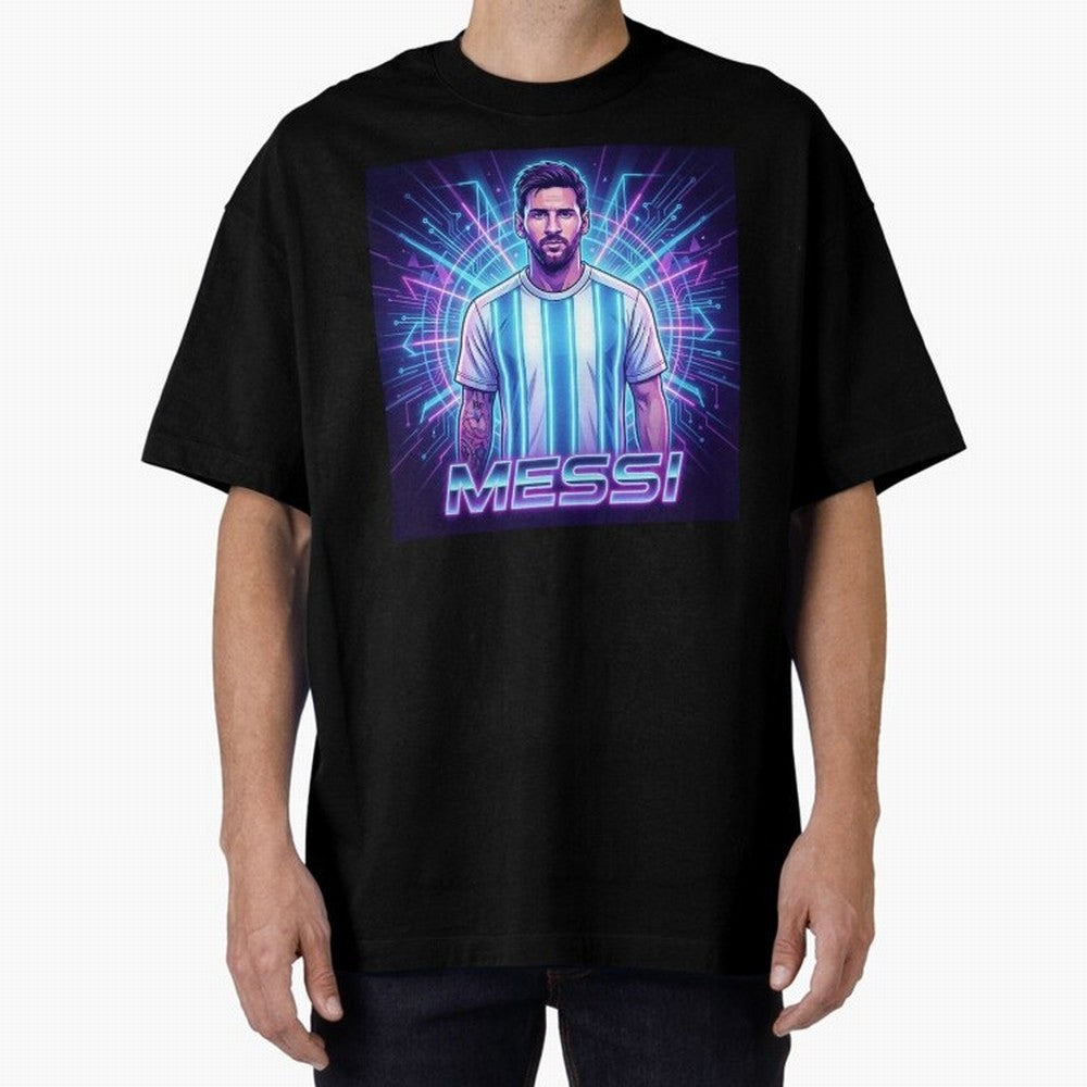 ?Argentina Football Legend Messi Cyberpunk Retro Futurist Design Classic T-Shirt Feel the Roar of FIFA World Cup 2026 Group Stage Spirit, Inspired by Spain, Mbappe and Neymar, Football Passion, Legendary Performances, Festival Vibes and Supporter