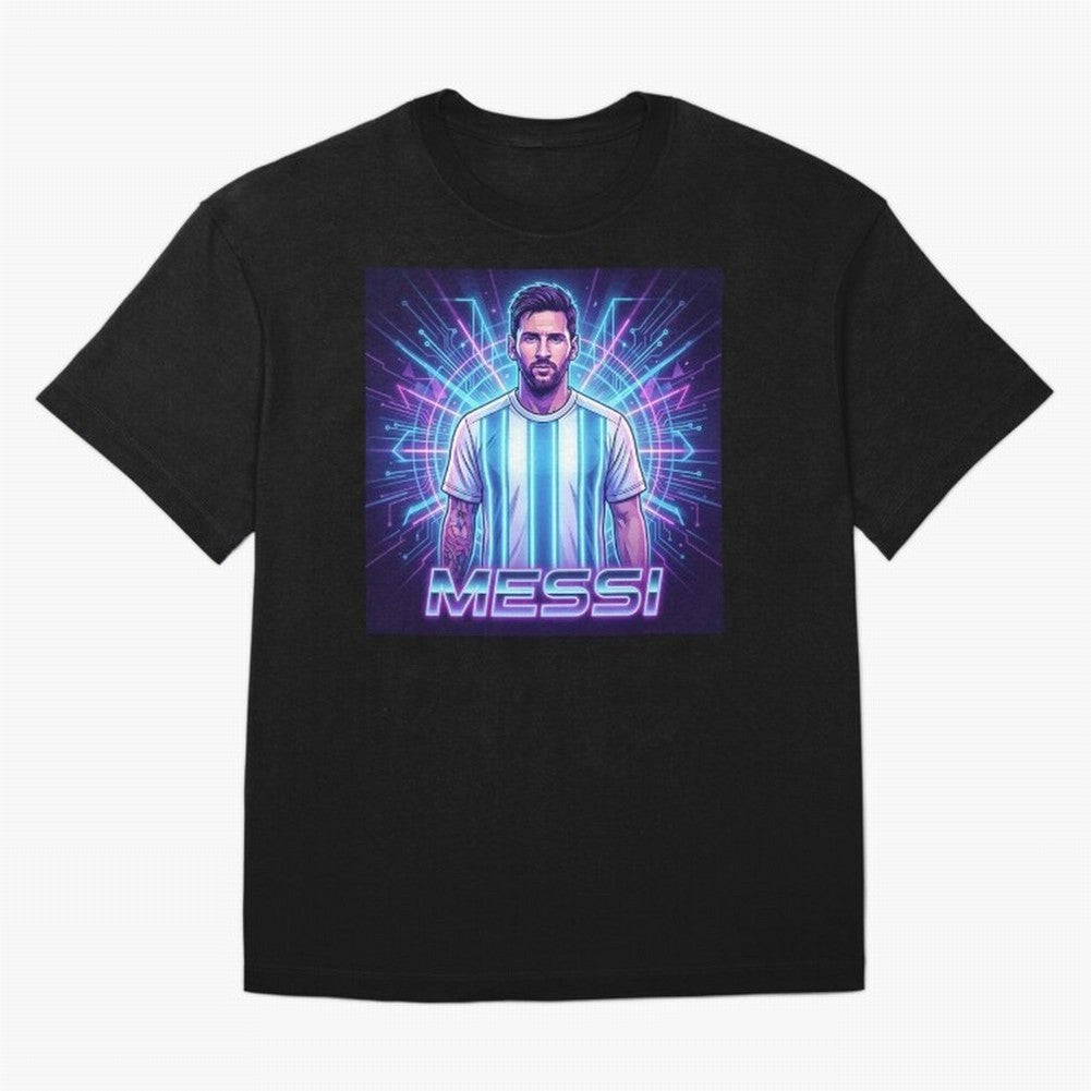 ?Argentina Football Legend Messi Cyberpunk Retro Futurist Design Classic T-Shirt Feel the Roar of FIFA World Cup 2026 Group Stage Spirit, Inspired by Spain, Mbappe and Neymar, Football Passion, Legendary Performances, Festival Vibes and Supporter
