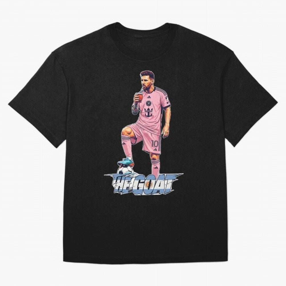 Messi Illustrated Style Drinking Mate ¨C Design by The Goat - Inter Miami Classic T-Shirt Cheer for FIFA World Cup 2026 Group Stage Capturing Neymar, Portugal, Spain and Germany Energy, Stadium Chants, National Pride, Trophy Dreams and