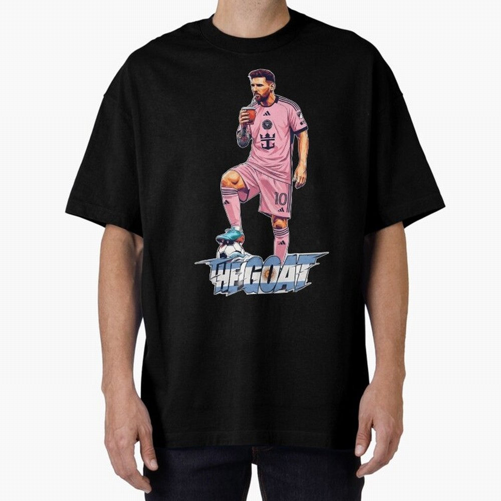 Messi Illustrated Style Drinking Mate ¨C Design by The Goat - Inter Miami Classic T-Shirt Cheer for FIFA World Cup 2026 Group Stage Capturing Neymar, Portugal, Spain and Germany Energy, Stadium Chants, National Pride, Trophy Dreams and