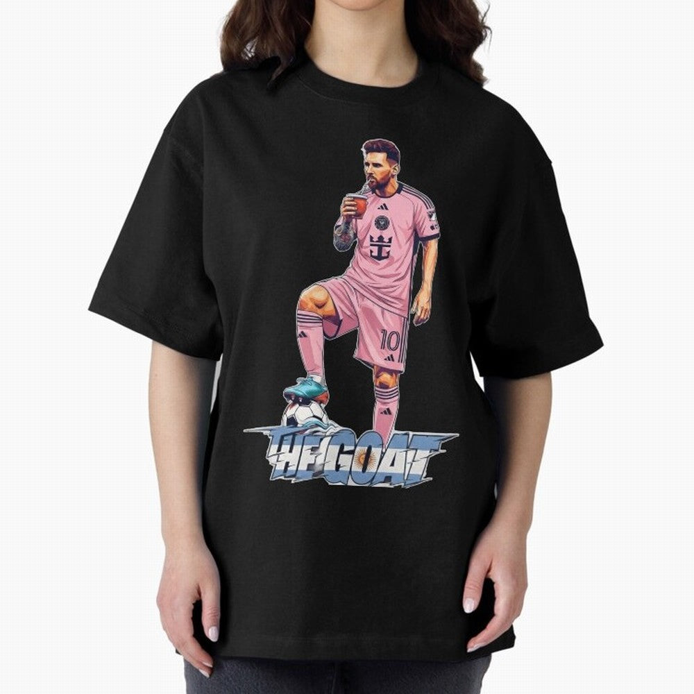 Messi Illustrated Style Drinking Mate ¨C Design by The Goat - Inter Miami Classic T-Shirt Cheer for FIFA World Cup 2026 Group Stage Capturing Neymar, Portugal, Spain and Germany Energy, Stadium Chants, National Pride, Trophy Dreams and