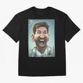 Lionel Messi Caricature Art with Autograph Oversized T-Shirt Represent Fans Who Live for FIFA World Cup 2026 USA Canada Mexico Spirit, Built around Argentina, France and Brazil, CR7, Football Passion, Legendary Performances, Festival Vibes and