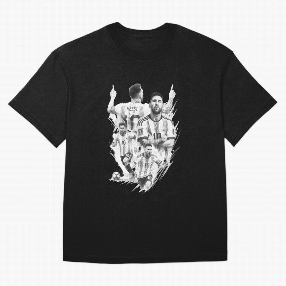 BLACK WHITE Lionel Messi watercolor illustration Classic T-Shirt Honor the Beautiful Game during the FIFA World Cup 2026 Group Stage Journey through Neymar, Haaland and Cristiano Ronaldo Highlights, Argentina and Brazil Pride, Stadium Memories,