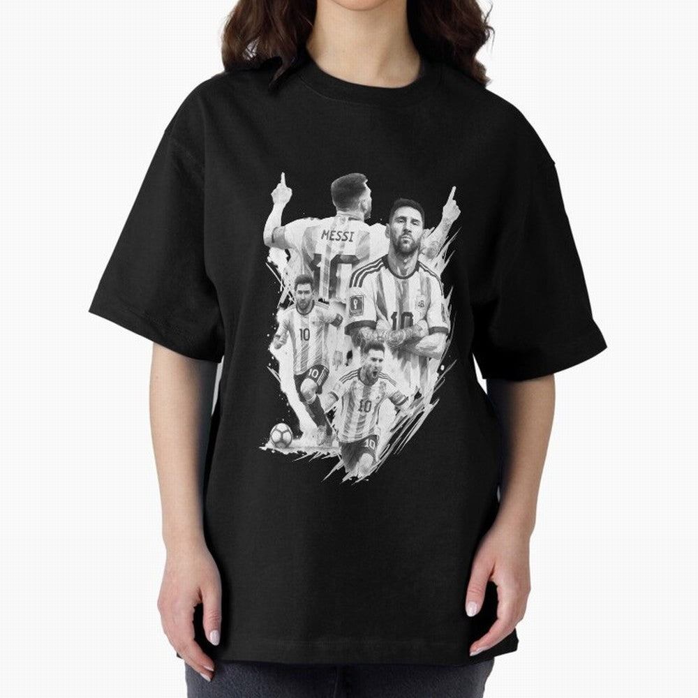 BLACK WHITE Lionel Messi watercolor illustration Classic T-Shirt Honor the Beautiful Game during the FIFA World Cup 2026 Group Stage Journey through Neymar, Haaland and Cristiano Ronaldo Highlights, Argentina and Brazil Pride, Stadium Memories,