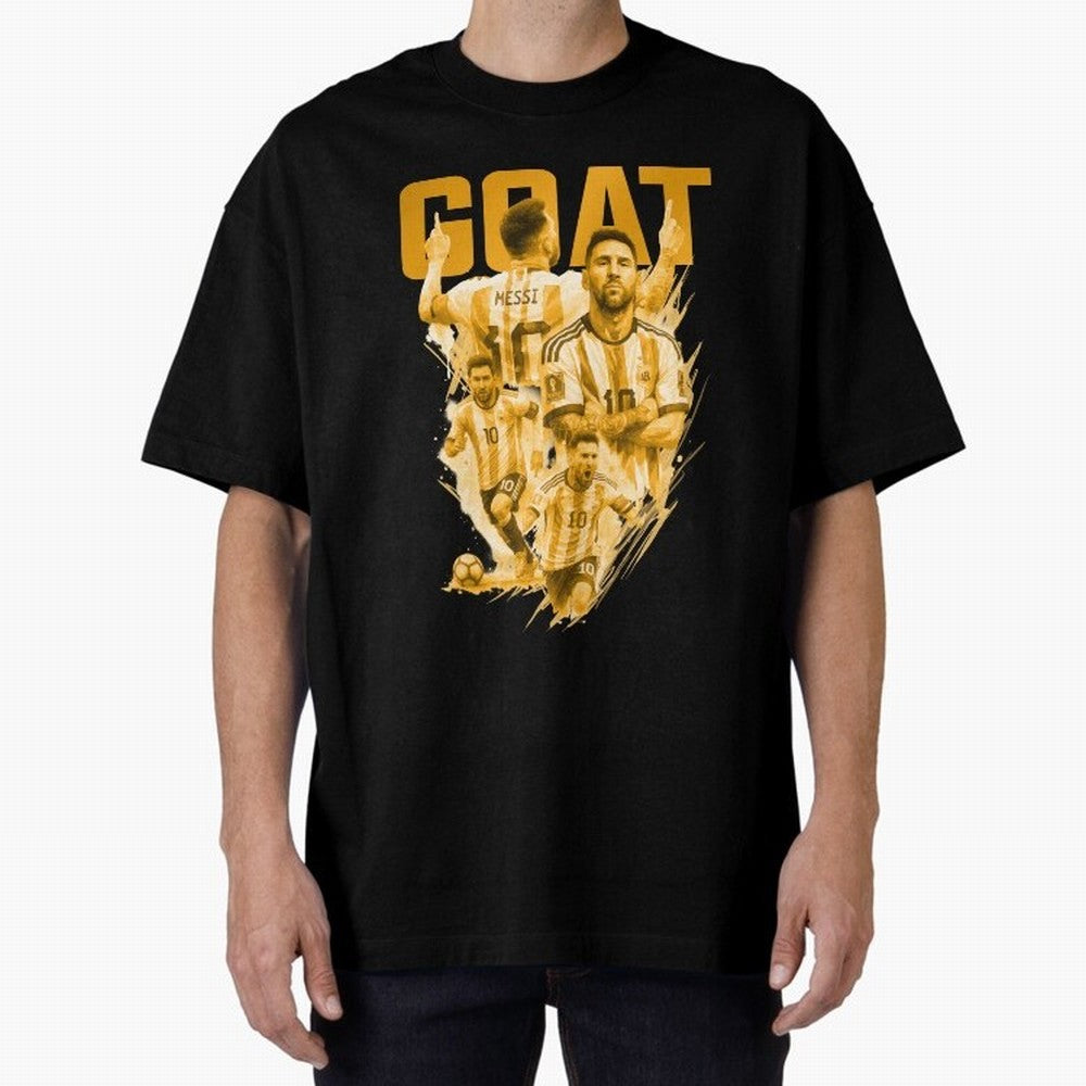 GOLD GOAT Lionel Messi watercolor illustration Oversized T-Shirt Represent the Passion of Match Day Hype around FIFA World Cup 2026 USA Canada Mexico, Messi, Argentina, Tournament Hype, Historic Matchups, Family Viewing Parties and Global Sports