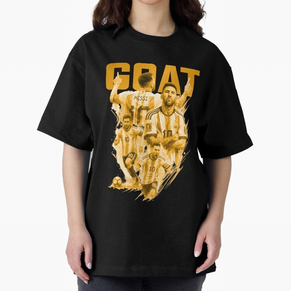 GOLD GOAT Lionel Messi watercolor illustration Oversized T-Shirt Represent the Passion of Match Day Hype around FIFA World Cup 2026 USA Canada Mexico, Messi, Argentina, Tournament Hype, Historic Matchups, Family Viewing Parties and Global Sports