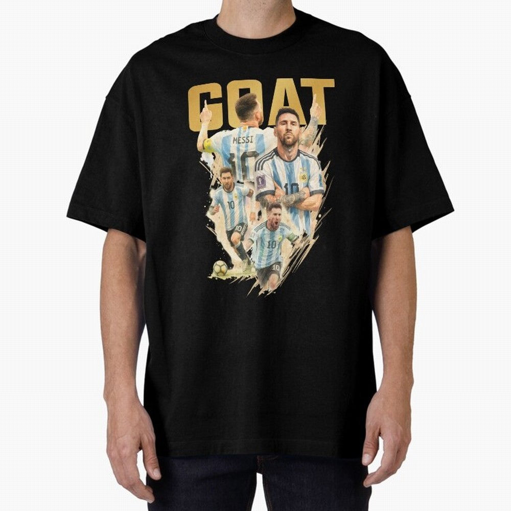 GOAT Lionel Messi watercolor illustration Oversized T-Shirt Embrace Global Football Passion for FIFA World Cup 2026, Featuring Neymar, Spain and Netherlands, Sports Nostalgia, International Competition, Famous Players and Unforgettable Victories;