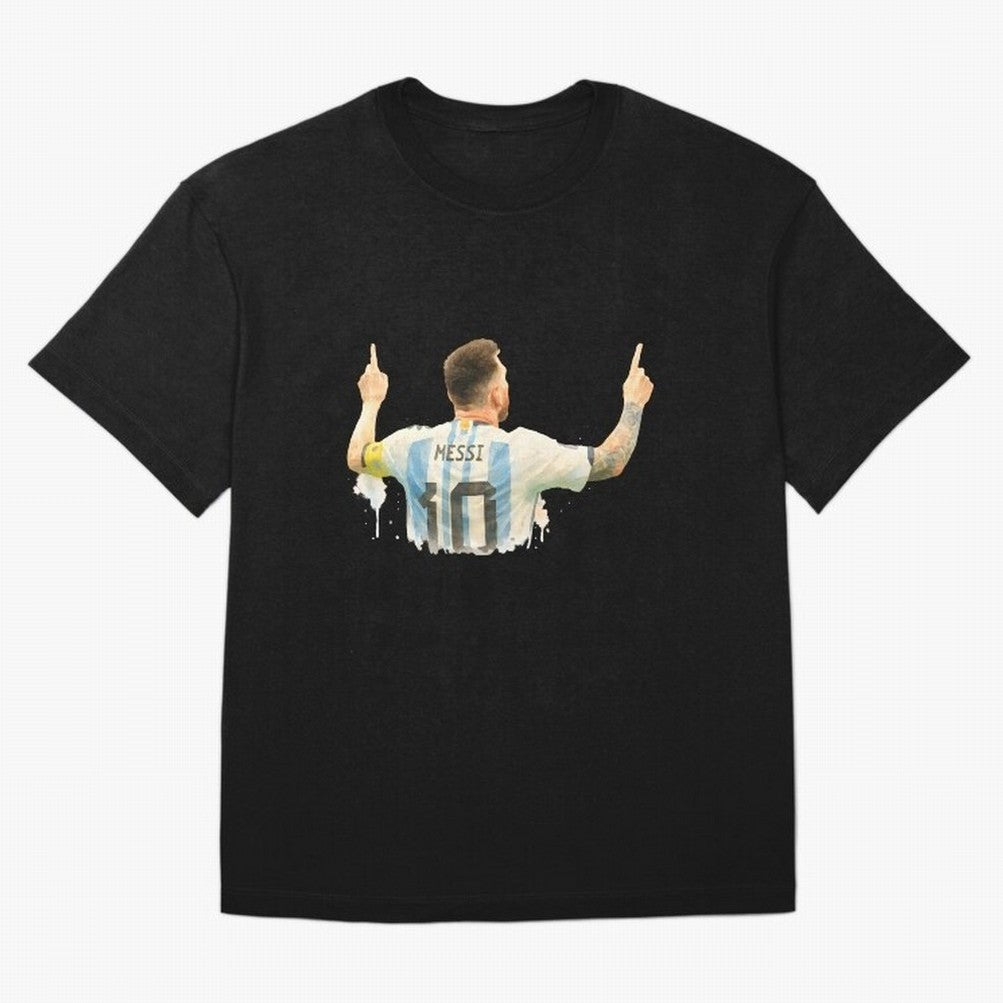 celebration Lionel Messi watercolor illustration Classic T-Shirt Capture Stadium Memories from Match Day Hype around FIFA World Cup 2026, Neymar, Haaland and Cristiano Ronaldo, Netherlands, Global Supporter Spirit, Legendary Goals, National Colors