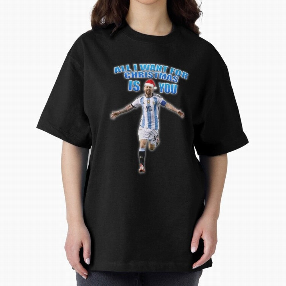 Lionel Messi Christmas Santa Claus Football Gift Oversized T-Shirt Make Game Day About FIFA World Cup 2026 USA Canada Mexico Spirit, Made for France and Portugal, Messi, Neymar and Mbappe, Match Day Excitement, Supporter Culture, Golden Goals and