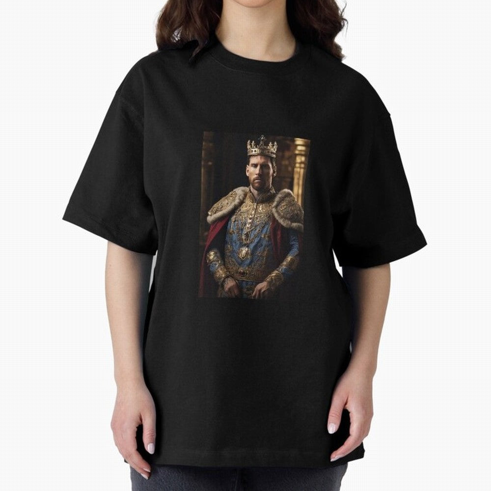 Lionel Messi, the king Oversized T-Shirt Celebrate the Magic of FIFA World Cup 2026 Group Stage with Messi, Portugal Energy, Retro Football Energy, Iconic Rivalries, Trophy Chase Drama and Stadium Atmosphere; Made for Die Hard Supporters, Soccer