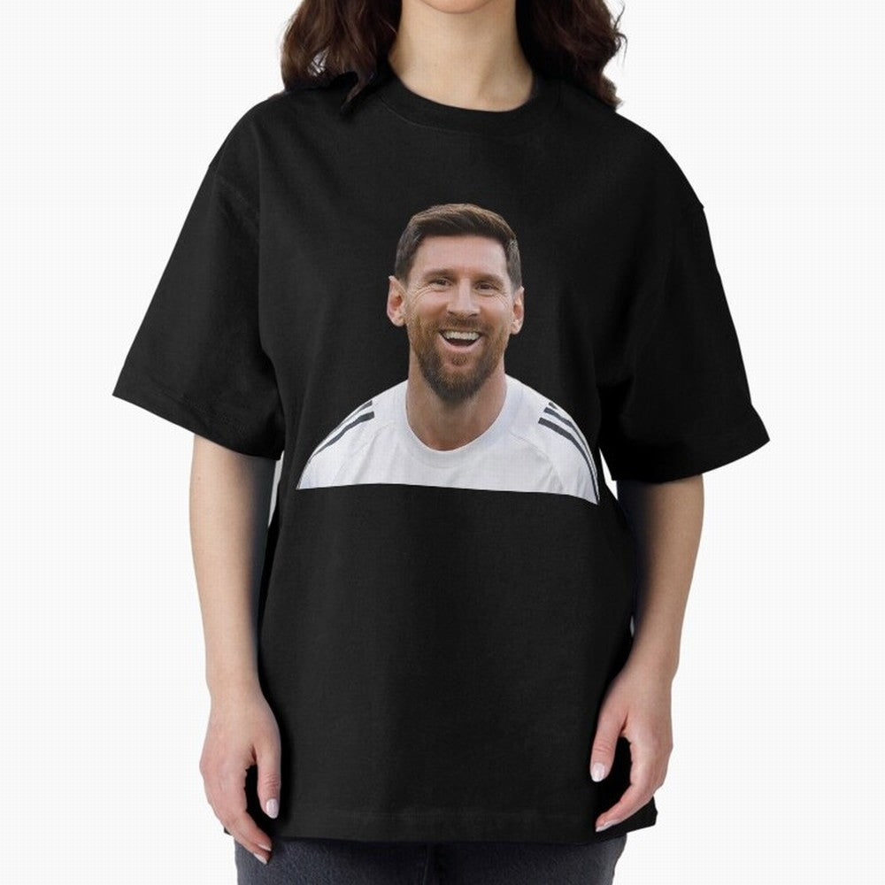 Lionel Messi smiling Oversized T-Shirt Carry National Pride through FIFA World Cup 2026 Group Stage Spirit, with Germany, CR7, Match Day Excitement, Supporter Culture, Golden Goals and Global Football Passion; Perfect for People Who Love Argentina,