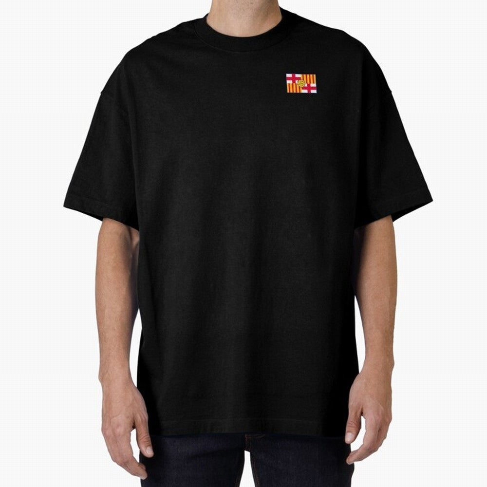 Vintage Catalan Football Heritage Flag Oversized T-Shirt Relive the Noise and Pride of FIFA World Cup 2026 Group Stage for Fans of Messi, CR7 and Mbappe and England and Germany, Bringing Match Day Excitement, Supporter Culture, Golden Goals and