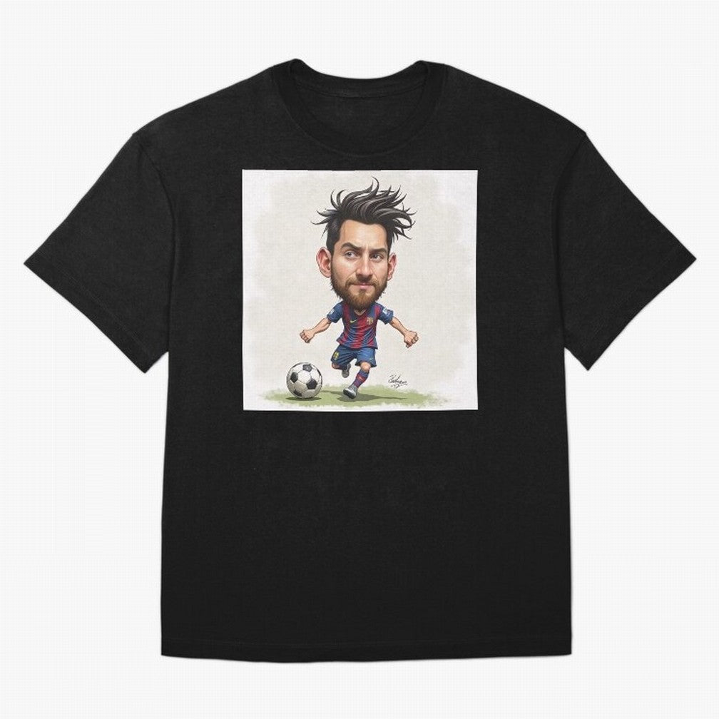 The Little Magician ¨C Caricature of Lionel Messi Oversized T-Shirt Embrace FIFA World Cup 2026 Group Stage Spirit, Highlighting France and Portugal, Messi, CR7 and Mbappe, Sports Nostalgia, International Competition, Famous Players and
