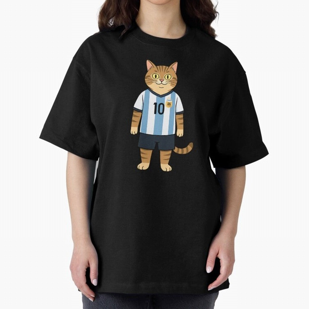 Lionel the Soccer Cat Oversized T-Shirt Celebrate Unforgettable Nights in the FIFA World Cup 2026 Group Stage Journey through Messi, CR7 and Mbappe Highlights, Portugal Pride, Sports Nostalgia, International Competition, Famous Players and