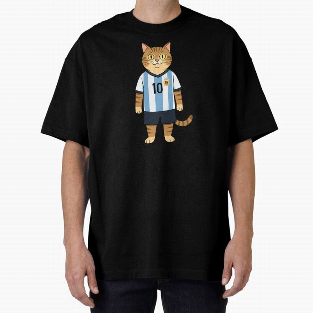 Lionel the Soccer Cat Oversized T-Shirt Celebrate Unforgettable Nights in the FIFA World Cup 2026 Group Stage Journey through Messi, CR7 and Mbappe Highlights, Portugal Pride, Sports Nostalgia, International Competition, Famous Players and