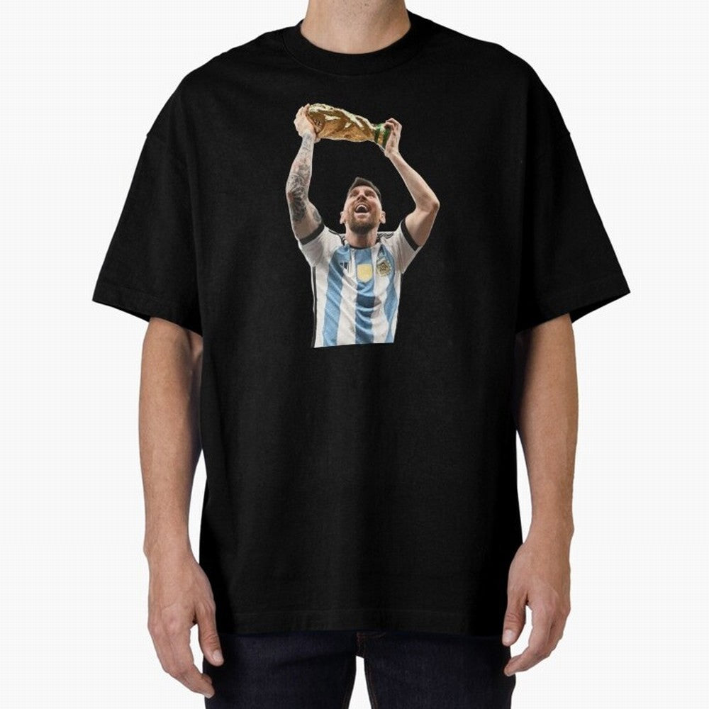 Lionel Messi lifting the World Cup Classic T-Shirt Share FIFA World Cup 2026 USA Canada Mexico with Haaland and Mbappe, Argentina Energy, Game Day Rituals, Football Legends, Country Pride and the Road to the Final; Perfect for Fans, Collectors,