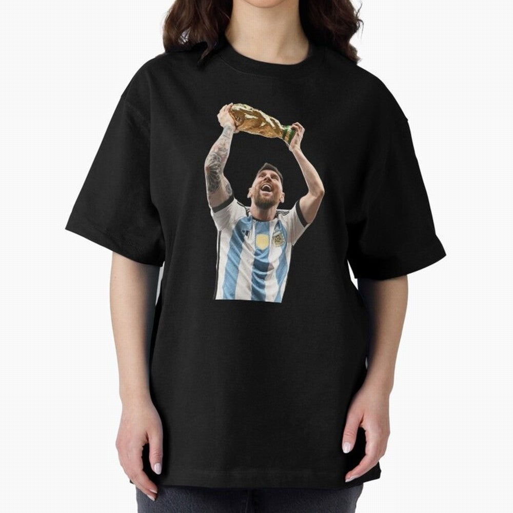 Lionel Messi lifting the World Cup Classic T-Shirt Share FIFA World Cup 2026 USA Canada Mexico with Haaland and Mbappe, Argentina Energy, Game Day Rituals, Football Legends, Country Pride and the Road to the Final; Perfect for Fans, Collectors,
