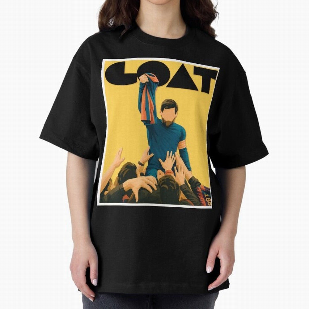 Lionel Messi Men's Football GOAT T-Shirt | Argentina Retro Vintage Messi Shirt Fan Gift Oversized T-Shirt Honor Football Greatness during FIFA World Cup 2026 Group Stage for Fans of Neymar, Haaland and Cristiano Ronaldo and France and Portugal,