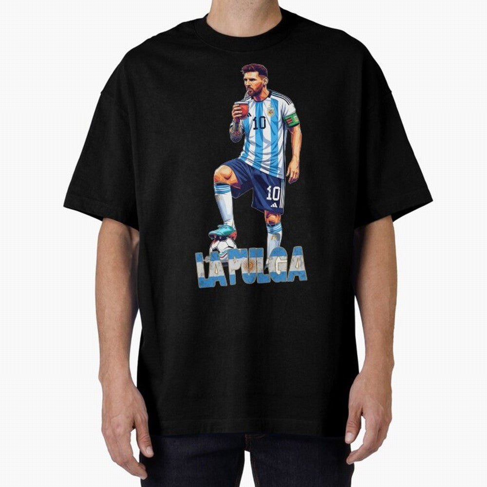 Messi the Flea Drinking Mate ¨C Unique Design by The Goat Classic T-Shirt Remember Iconic Moments from Global Football Passion for FIFA World Cup 2026 Group Stage, Made for Mbappe and Neymar, England, France and Netherlands, Vintage Soccer Flavor,