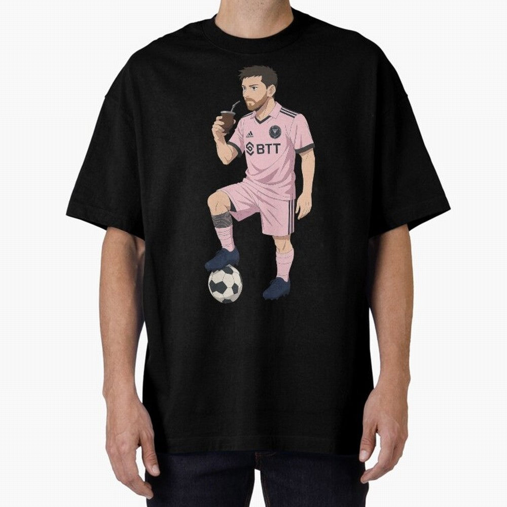 Lionel Messi Anime Style Drinking Mate - The Goat Inter Miami Classic T-Shirt Honor Football Greatness during FIFA World Cup 2026 for Fans of Messi, Neymar and Mbappe and Argentina, France and Brazil, Bringing Vintage Soccer Flavor, Modern Football
